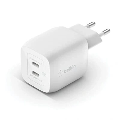 Obrázek Belkin 45W USB C nabíječka se 2 porty, rychlé nabíjení s technologií Power Delivery 3.0 a GaN Pro iPhone 16/15, Plus, Pro, Max, iPad Air, MacBook, Galaxy S24, Ultra, Tab, Pixel, atd.