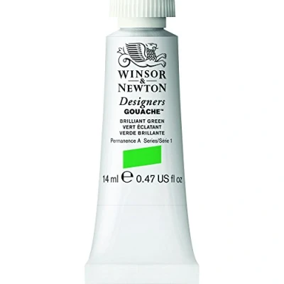 Obrázek Winsor &amp; Newton 605046 Designer kvaš brilantní zelená, tuba 14 ml matné krycí kvašové barvy, ideální pro malby, brilantní, stálobarevné barvy s velkou silou