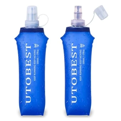 Obrázek UTOBEST Flexibilní láhev na pití, skládací láhve vodu z měkké se slámou 600 ml/500 ml/350 ml/250 ml bez BPA PVC