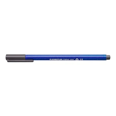 Obrázek STAEDTLER Fixy triplus color, šedé, trojúhelníkové, stabilní, neohromující špička, šířka linky cca 1 mm, vhodné pro děti, vysoká kvalita Made in Germany, 10 šedých fibre tip pens v kartonovém pouzdře, 323 8