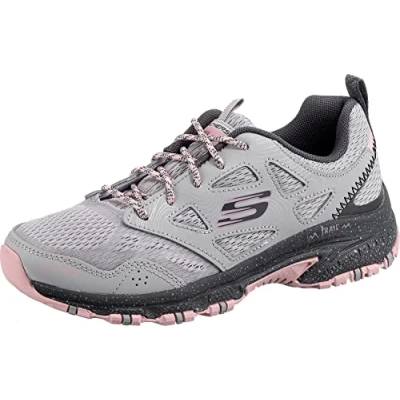 Obrázek Skechers Damen Hillcrest Pure Escapade Sneaker, Gray Leather Mesh Pink Trim, 37 EU