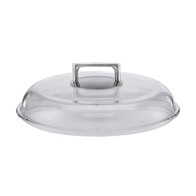 Obrázek RÖSLE SILENCE borosilikátová skleněná poklice, vysoce kvalitní poklice s rukojetí z ušlechtilé oceli 18/10, 24 cm, teplotní odolnost do 260 C, vhodné myčky nádobí
