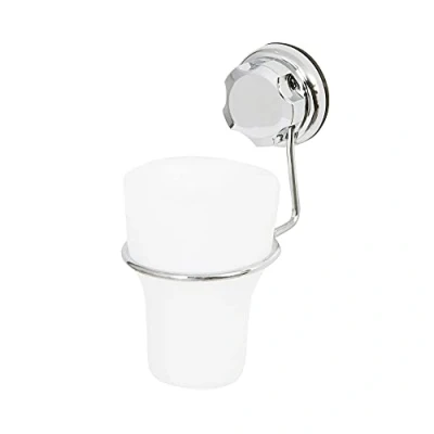 Obrázek Compactor Bath RAN7807 sklo pro kartáček Ocel lakovaná Epoxidové pryskyřice Stříbrná 8 x 11 15,5 cm