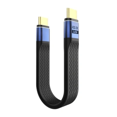 Obrázek TiMOVO USB C na kabel krátký, 240 W typ nabíjecí s 8K displejem Pro Thunderbolt 4/3, iPad PRO/Air, MacBook, Phone 15/16 Plus Max, Samsung, modrá + černý