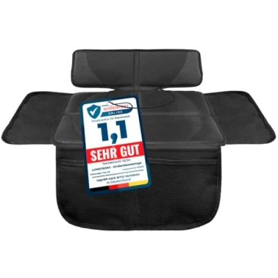 Obrázek LIONSTRONG® Podložka pro dětskou sedačku chránič autosedačky [ISOFIX VHODNÝ] vodoodpudivý polyesterová látka ochrana sedadla auta dětská sedačka univerzálně kompatibilní (černá, malá)