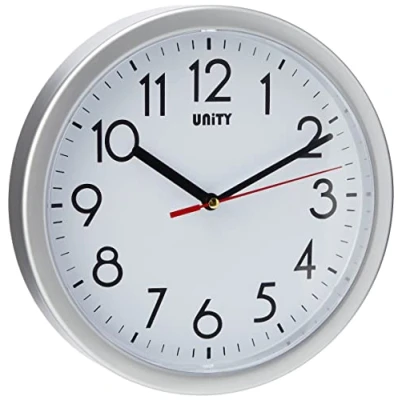 Obrázek Unity Nástěnné hodiny, Hastings, Silent Sweep, moderní, stříbrná, 22 cm