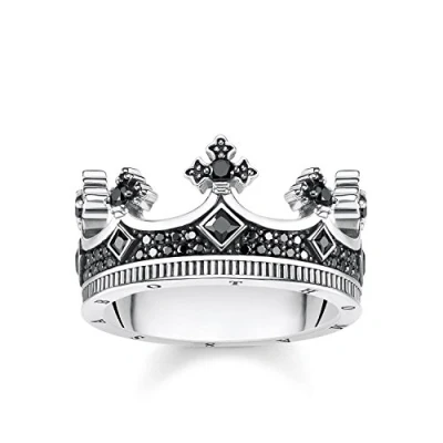Obrázek THOMAS SABO Unisex prsten koruna 925 sterlingové stříbro, černěný TR2208 643 11, Ušlechtilý kov, zirkony.