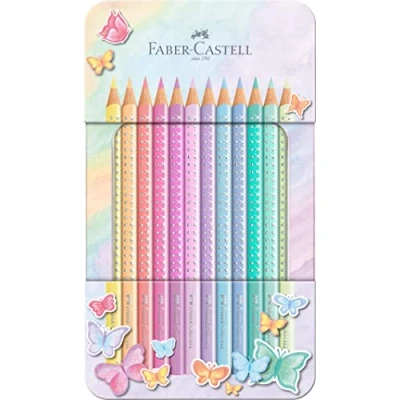 Obrázek FABER CASTELL 201910 Sada pastelových pastelů 12dílná, v kovovém pouzdře, trojhranná, nerozbitná