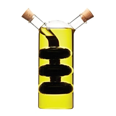 Obrázek KitchenCraft World of Flavours Öl und Essigspender aus Glas, 2 in 1 Flasche für Essig, Krukenflasche mit Korkverschluss, Kaskaden Design, 100 + 300 ml