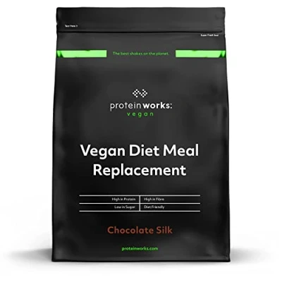 Obrázek Vegan Diet Meal Replacement Chocolate Silk 100% pflanzlich Erschwinglich, gesund und schnell Mahlzeitersatz Shake THE PROTEIN WORKS 500g