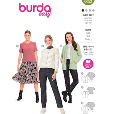 Obrázek Burda B6053 Schnittmuster, Papier, Weiß, 34 48