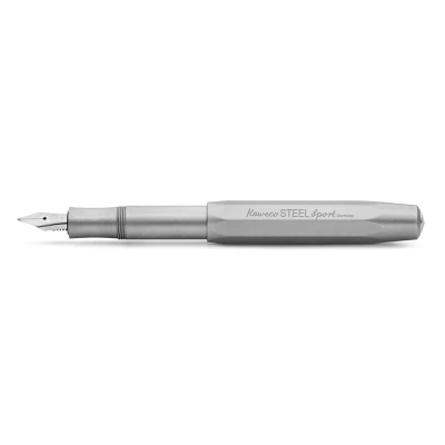 Obrázek Kaweco plnicí pero Steel Sport I prémiové pro inkoustové bombičky s vysoce kvalitním ocelovým hrotem sportovní z kartáčované ušlechtilé oceli 13,5 cm šířka pera: F