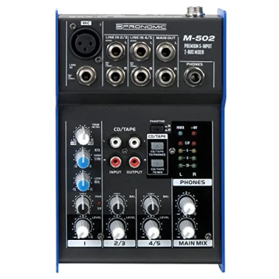 Obrázek Pronomic Mixážní pult M 502 Live/Studio (1 monokanálový XLR/jack, 2 stereo kanály, 3pásmové ekvalizér, 48V fantomové napájení)