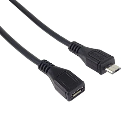 Obrázek PremiumCord Micro USB prodlužovací kabel 5 m, B zdířka na konektor, 2.0 High Speed datový kabel, 2x stíněný, AWG28, barva černá, délka m