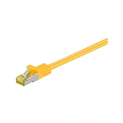 Obrázek Goobay 91575 RJ45 propojovací kabel CAT 6A S/FTP (PiMF) s 7 surovým kabelem / 500 MHz síťový internetový RJ 45 konektor LAN žlutý 0,5 m