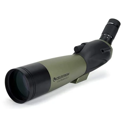 Obrázek Celestron 52250 Ultima 20 60 x 80 mm refraktor teleskop s úhlovou spektivou vícenásobným povrstvením, vodotěsný gumový tubus a měkká taška, zelená
