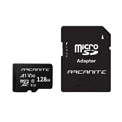 Obrázek ARCANITE 128 GB microSDXC paměťová karta s SD adaptérem — A1, UHS I U3, V30, 4K, C10, microSD, maximální rychlost čtení 90 MB/s