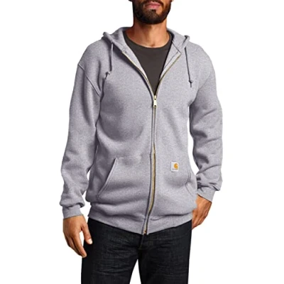 Obrázek Carhartt Pánská široká, středně těžká mikina se zipem, Šedý melír
