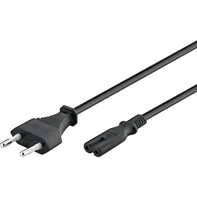 Obrázek Goobay 95038 euro síťový kabel 2pólový konektor typ C &amp; C7 zdířka univerzální napájecí Eurokabel připojovací černý prodlužovací 3 m