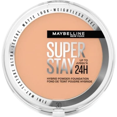 Obrázek Maybelline Práškový make up New York 2 v 1, voděodolný a matující s vysokou krycí schopností, super stay Hybrid Powder Foundation, č. 30, 1 kus