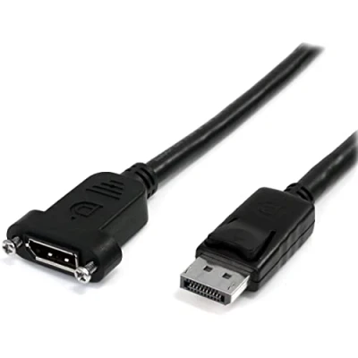 Obrázek StarTech.com 1m DisplayPort Kabel für Panelmontage 4K x 2K 1.2 Verlängerungskabel Stecker auf Buchse DP Video Extender mit Buchse(Panelmontage) Monitorkabel (DPPNLFM3PW)