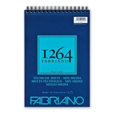 Obrázek Honsell 19100643 Fabriano Mix Media Spirálový blok 1264, 300 g/m2, DIN A4, 30 listů přírodní bílá, středně zrnitý papír, bez obsahu kyselin, vhodný pro všechny rozmanité techniky