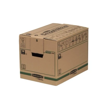 Obrázek BANKERS BOX SmoothMove Heavy Duty krabice na stěhování z dvojitě zesílené vlnité lepenky s držadly, rychlá montáž FastFold bez lepicí pásky, 37,5 litrů, 30 x 40. 5 cm, kusů