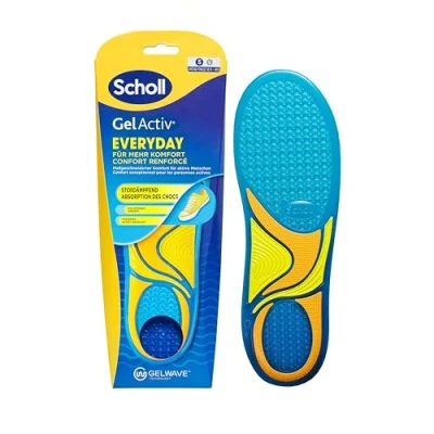 Obrázek Scholl Vložky GelActiv Everyday pro ženy, pohodlné nohy po celý den, tlumení paměťové pěny a technologie GelWave se přizpůsobí nohám nabízí nejvyšší komfort, velikost 35. 5 40.
