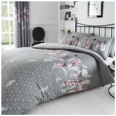 Obrázek GC GAVENO CAVAILIA Luxuriöses Bettwäsche Set, geometrische Sets, Einzelbett, wendbar, Grau (135 x 200cm)
