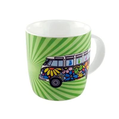 Obrázek BRISA VW Collection Volkswagen velká keramika hrnek na kávu čaj a cappuccino ovesný v designu autobusu T1 Bulli (Love Bus/zelená)