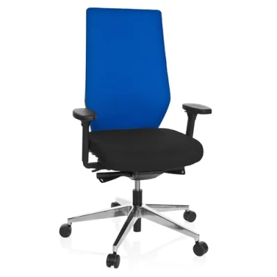 Obrázek hjh OFFICE 608842 profesionální kancelářská židle PRO TEC 700 látka černá/modrá otočná ergonomická, hloubka sedáku &amp; nastavitelné područky