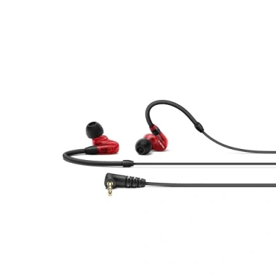 Obrázek Sennheiser IE 100 pro RED dynamická sluchátka do uší nový 10mm širokopásmový měnič precizní monitor obsahuje 1,3m kabel a adaptér S/M/L Silkon červený černý (508942)