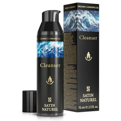 Obrázek Čištění obličeje pro muže s bio aloe vera + chmelem osvěžující čištění proti pupínkům, pórům a černým tečkám Pore Cleanser obličej 75 ml péče o Vegan Skincare Satin Naturel