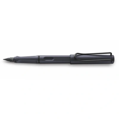 Obrázek Lamy safari steel black plnicí pero s ergonomickou rukojetí a leštěným ocelovým hrotem v šířce linky B robustní ASA plast vč. inkoustové kazety T 10 modré pro praváky