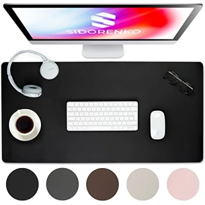 Obrázek Sidorenko podložka pod psací stůl myš 80 x 40 cm kancelářské příslušenství Desk Mat v černé barvě z PU kůže, protiskluzová pro děti, dekorace,