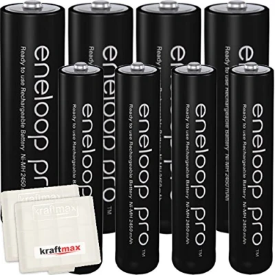 Obrázek kraftmax 8 ks baterií Panasonic Eneloop PRO XX 4X Mignon AA + Micro AAA nejnovější generace vysoce výkonné baterie v bateriových boxech V5