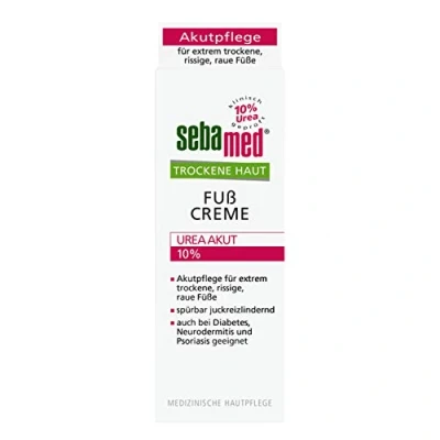 Obrázek sebamed Krém na nohy pro suchou pokožku Urea Akut 10 % 100 ml, znatelně zmírňuje svědění, pocit napětí a trhlinu pomáhá obnovit přirozenou hydrataci pokožky