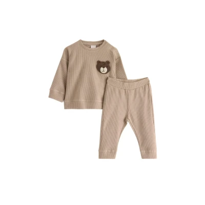 Obrázek Lindex SET AND Joggers Svetr pro děti, Velikost: 98, Dusty beige