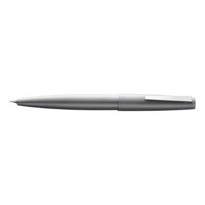 Obrázek Lamy 2000 silver plnicí pero ušlechtilé v sametově matně leštěném pouzdru z oceli 14karátové zlaté pero, částečně platinované &amp; šířce linky F
