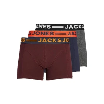 Obrázek JACK &amp; JONES Pánské šortky balení 3 ks boxerek, Burgundská / šedá