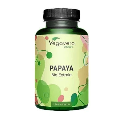 Obrázek bio PAPAYA kapsle Vegavero® vysoké dávkování: 1400 mg extrakt 120 kapslí 100% kvalita veganské a bez přísad laboratorně testováno