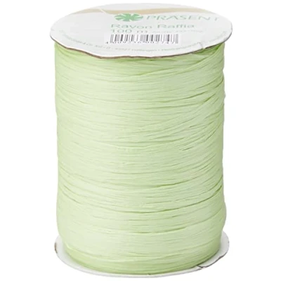 Obrázek PRÄSENT Rayon Raffia lýková stuha pistácie, 100 m dekorační k zabalení dárků, dekorace a kutilství, světlá na mašle, pro slavnostní příležitosti