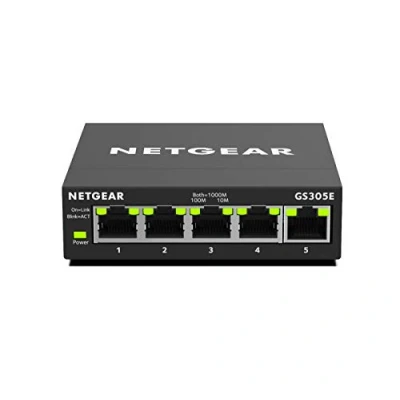 Obrázek Netgear GS305E Managed Switch 5 Port Gigabit Ethernet LAN Plus (Plug and Play, Netzwerk Managed, IGMP Snooping, QoS, VLAN, lüfterlos, robustes Metallgehäuse), Schwarz