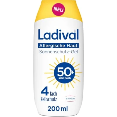 Obrázek Ladival Gel proti slunci na alergickou kůži LSF 50+ pro tělo při alergii a Mallorca akné, voděodolný, s jedinečnou 4násobnou ochranou buněk, 200 ml
