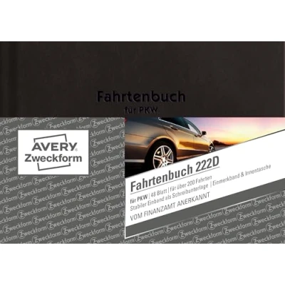 Obrázek AVERY Zweckform 222D Hardcover kniha jízd (pro osobní automobily, uznávané finančním úřadem, A6 na šířku, 80 stran230 jízd, pro Německo a Rakousko k vymezení soukromých/obchodních jízd)
