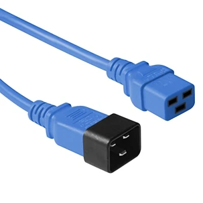 Obrázek ACT kabel pro studené spotřebiče prodloužení 0,6 m, C19 zdířka na konektor C20, IEC 60320 síťový AK5092 modrý