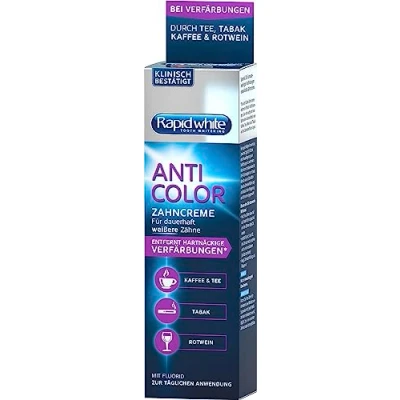 Obrázek Rapid White Zubní pasta Anti Color pro bělejší zuby, bez peroxidu vodíku, účinná formule, 75 ml