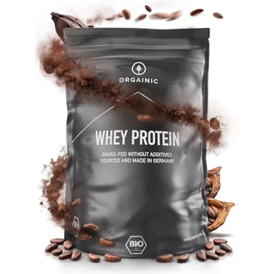 Obrázek ORGAINIC bio kakao Whey Protein certifikováno bez přísad bílkovinný prášek z Německa Krmení trávy 1000 g