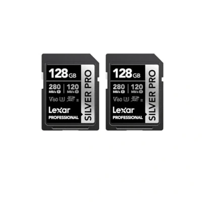 Obrázek Lexar Silver pro SD karta 2x128GB, UHS II karta, V60, U3, C10, čtení až 280 MB/s, 120MB/s zápis, SDXC DSLR/kameru/fotografy/video filmy/nadšence (LSDSIPR128G B2NAA)