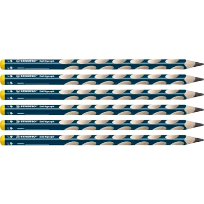 Obrázek Ergonomická trojhranná tužka pro leváky STABILO Easygraph v petrolejové barvě balení po 6 kusech stupeň tvrdosti 2B